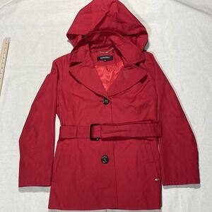 ELLEN TRACY Belted  Trench Coat  w Detachable Hood -- Color Latte Sz M